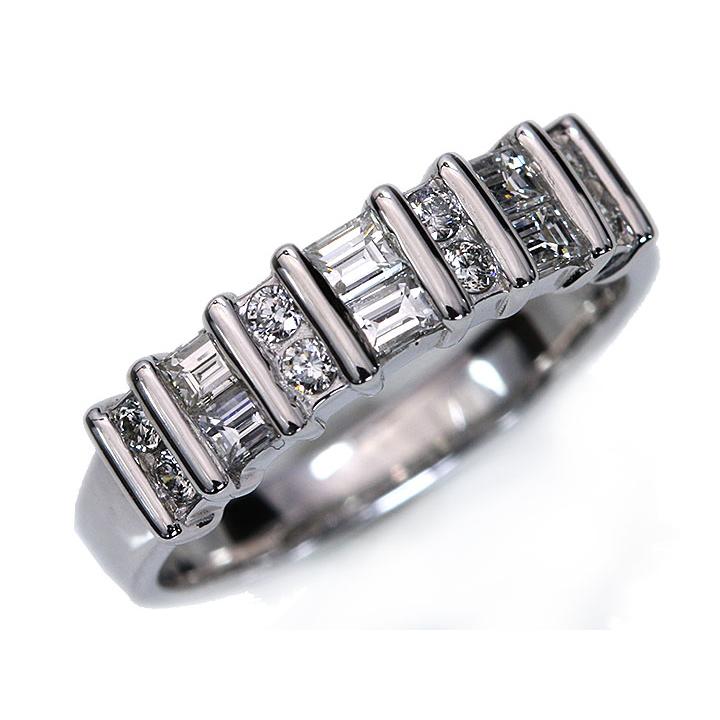 ダイヤモンド0.55ctの一文字・ハーフエタニティPT900プラチナリング