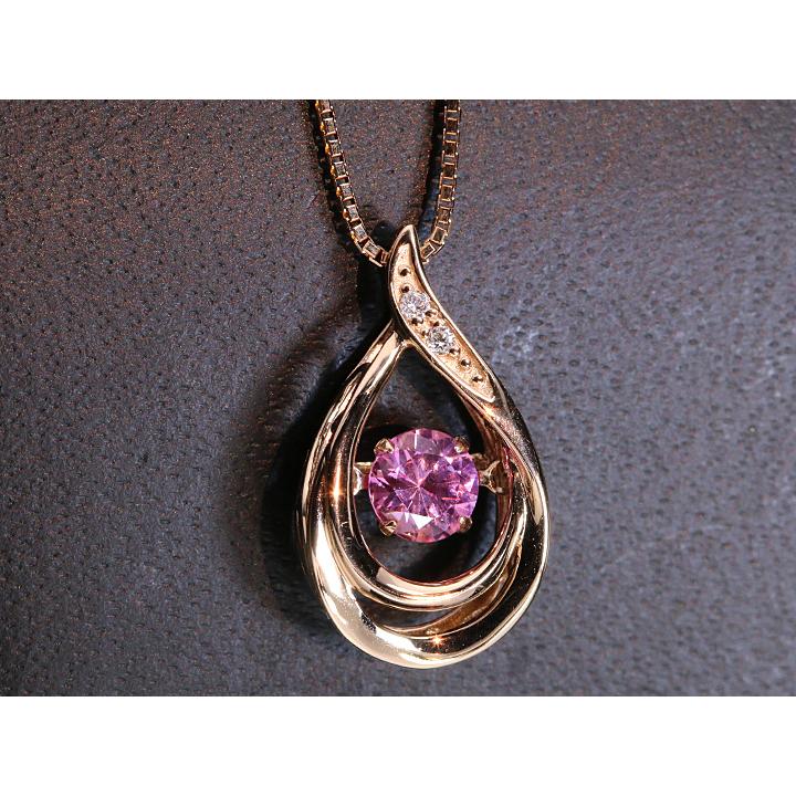 ピンクサファイヤ0.45ct　煌めきが止まらない 赤の煌めきが溢れるピンクサファイア・K18PGダンシングストーンネックレス 受注品の画像