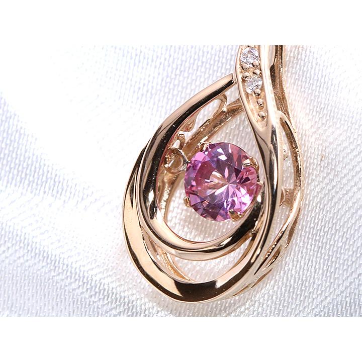 ピンクサファイヤ0.45ct　煌めきが止まらない 赤の煌めきが溢れるピンクサファイア・K18PGダンシングストーンネックレス 受注品の画像