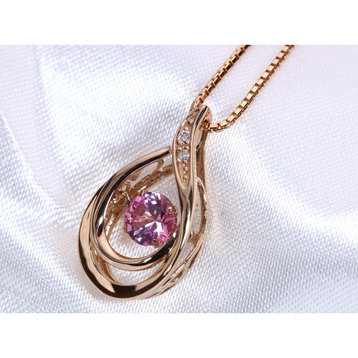 ピンクサファイヤ0.45ct　煌めきが止まらない 赤の煌めきが溢れるピンクサファイア・K18PGダンシングストーンネックレス 受注品の画像