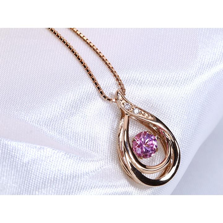 ピンクサファイヤ0.45ct　煌めきが止まらない 赤の煌めきが溢れるピンクサファイア・K18PGダンシングストーンネックレス 受注品の画像