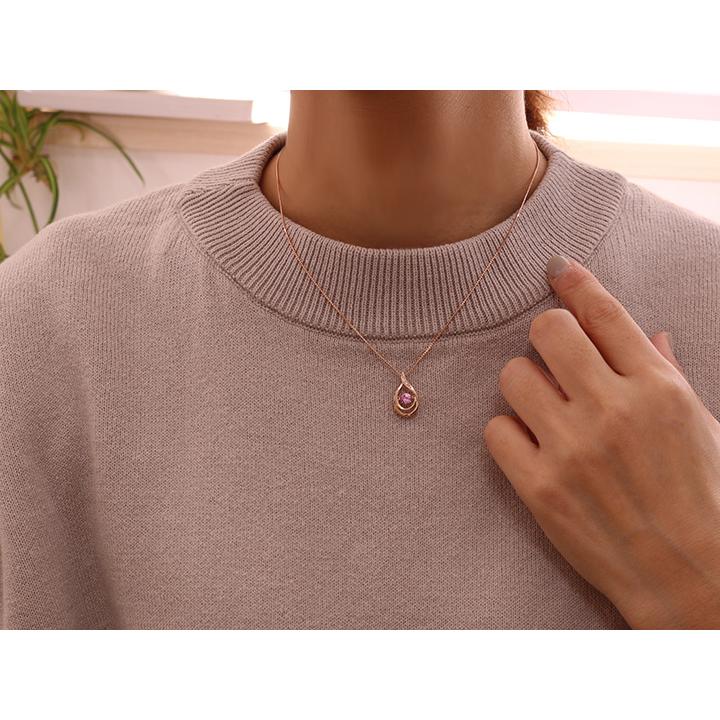 ピンクサファイヤ0.45ct　煌めきが止まらない 赤の煌めきが溢れるピンクサファイア・K18PGダンシングストーンネックレス 受注品の画像
