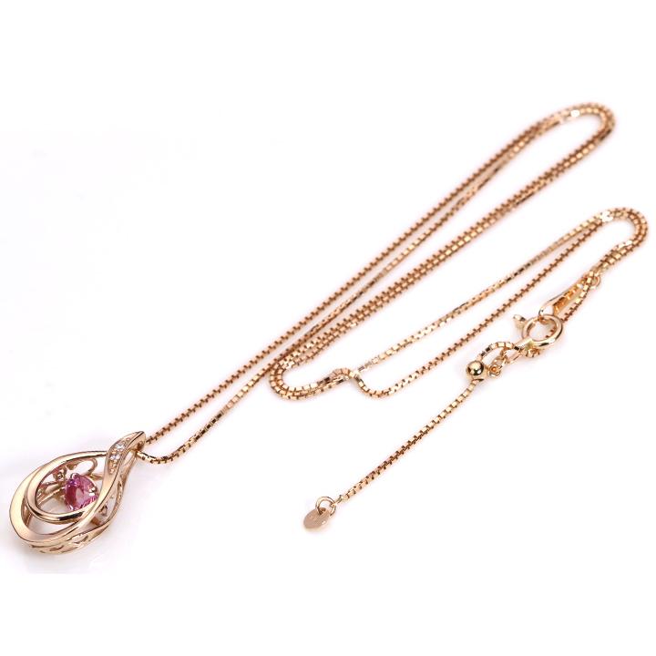 ピンクサファイヤ0.45ct　煌めきが止まらない 赤の煌めきが溢れるピンクサファイア・K18PGダンシングストーンネックレス 受注品の画像