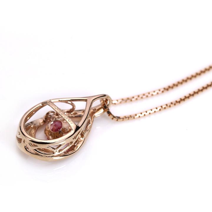 ピンクサファイヤ0.45ct　煌めきが止まらない 赤の煌めきが溢れるピンクサファイア・K18PGダンシングストーンネックレス 受注品の画像