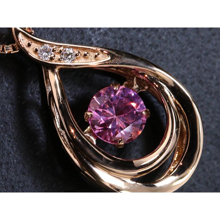 ピンクサファイヤ0.45ct　煌めきが止まらない 赤の煌めきが溢れるピンクサファイア・K18PGダンシングストーンネックレス 受注品の画像