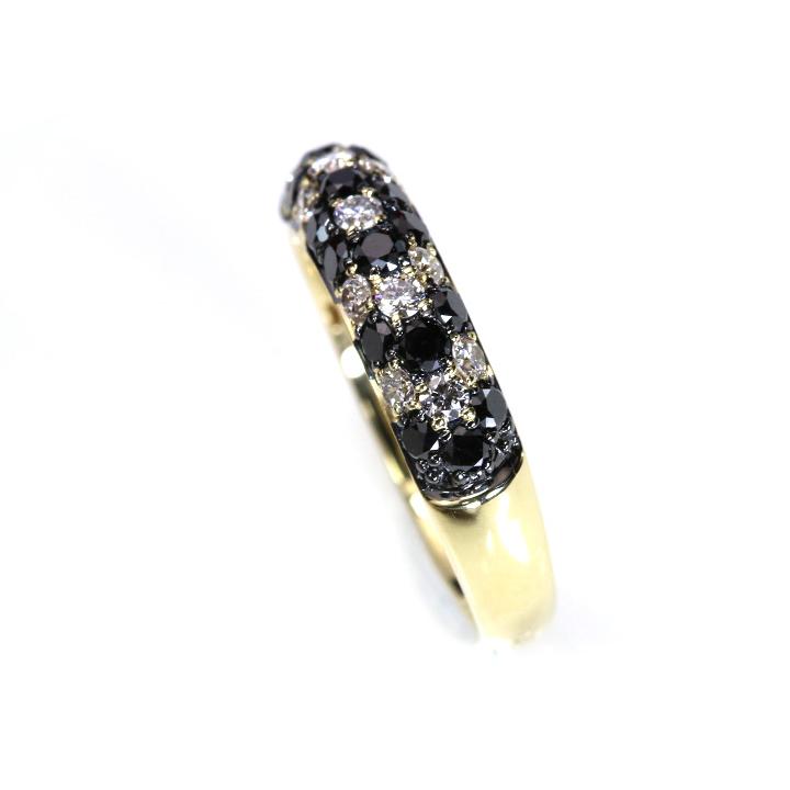 K18WG/K18BG ハート パヴェ ダイヤモンド リング 1.28CT ブラック  