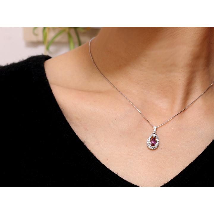 非加熱ルビー（ノンヒート）0.46ct・ペアシェイプカット・ダイヤパヴェ 