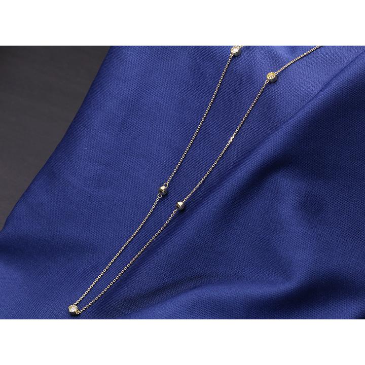 ダイヤモンド0.5ct＆カットボールのステーション・ロング82センチ K18ネックレス 受注品の画像