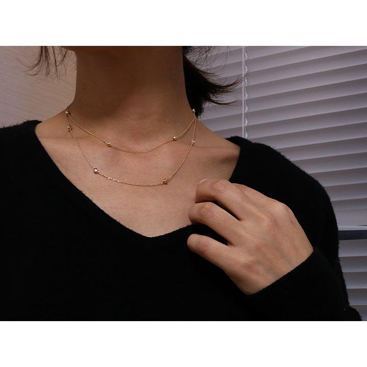 ダイヤモンド0.5ct＆カットボールのステーション・ロング82センチ K18ネックレス 受注品の画像