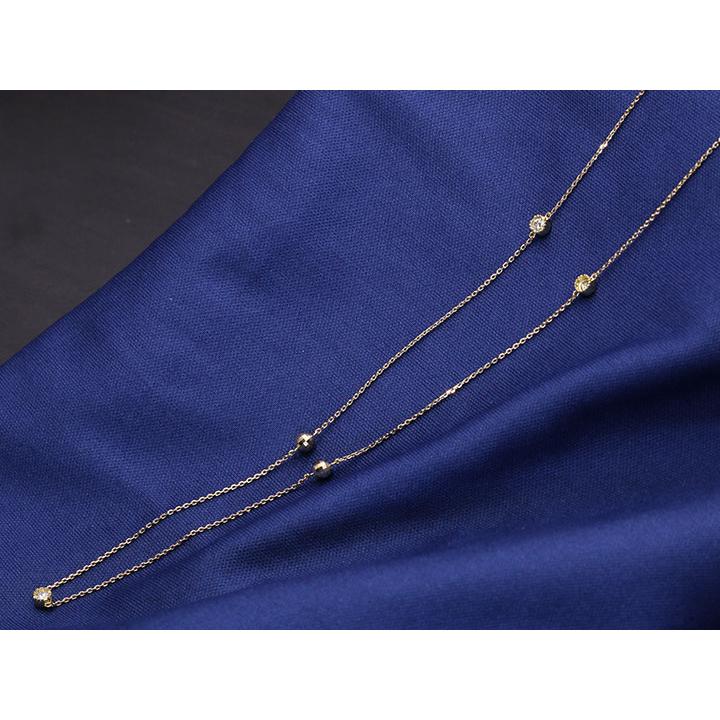 ダイヤモンド0.5ct＆カットボールのステーション・ロング82センチ K18ネックレス 受注品の画像