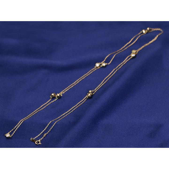 ダイヤモンド0.5ct＆カットボールのステーション・ロング82センチ K18ネックレス 受注品の画像