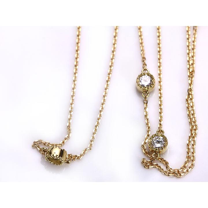 ダイヤモンド0.5ct＆カットボールのステーション・ロング82センチ K18ネックレス 受注品の画像
