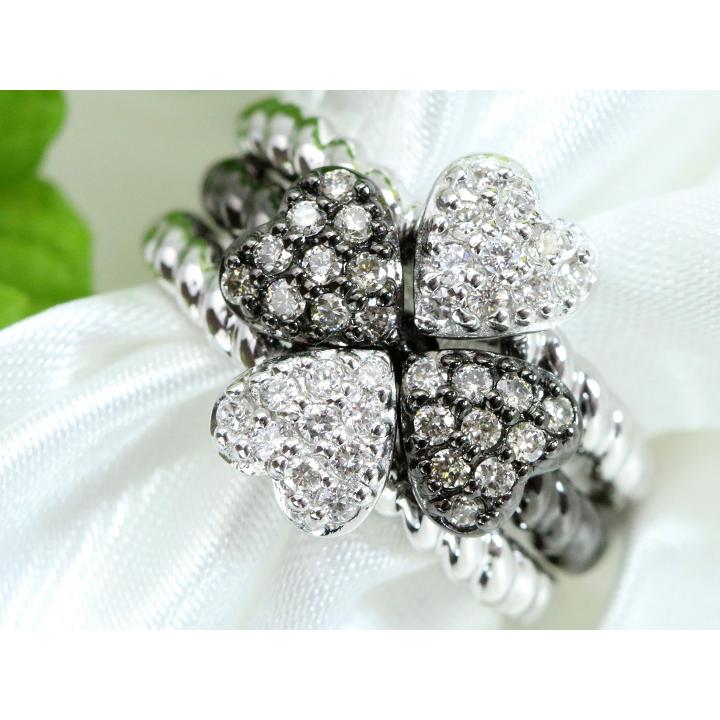 ダイヤモンド0.51ct クローバーデザイン 3連 K18WGホワイトゴールド  