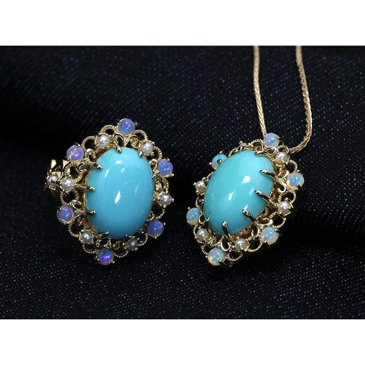 ヴィクトリアンズゲート リング ターコイズ シードパール 約14号 K10YG