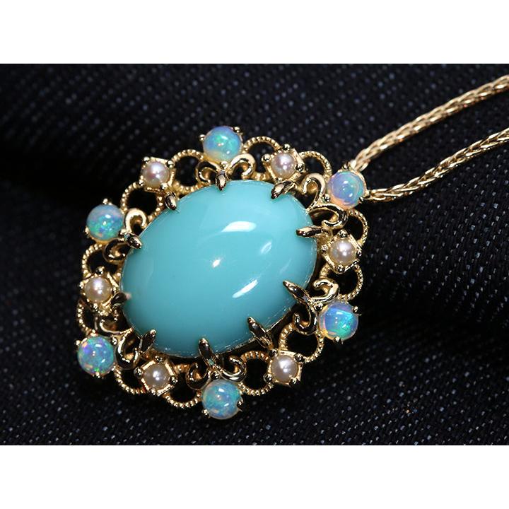 9K＊20世紀の初頭制作＊天然アクアマリン&天然パールペンダントトップです