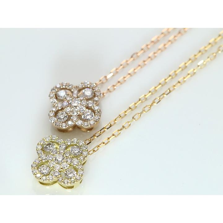 ダイヤモンド0.3ct クローバーデザイン・K18PG（YG）ネックレス 無色透明度の高いダイヤ 受注品の画像