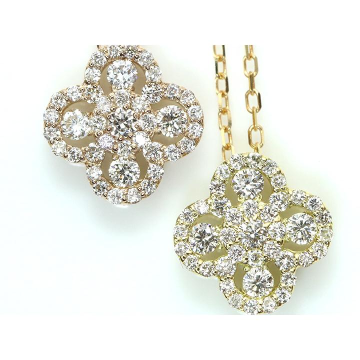 ダイヤモンド0.3ct クローバーデザイン・K18PG（YG）ネックレス 無色透明度の高いダイヤ 受注品の画像