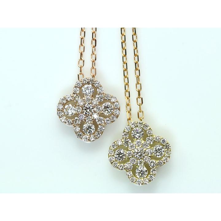 ダイヤモンド0.3ct クローバーデザイン・K18PG（YG）ネックレス 無色透明度の高いダイヤ 受注品の画像