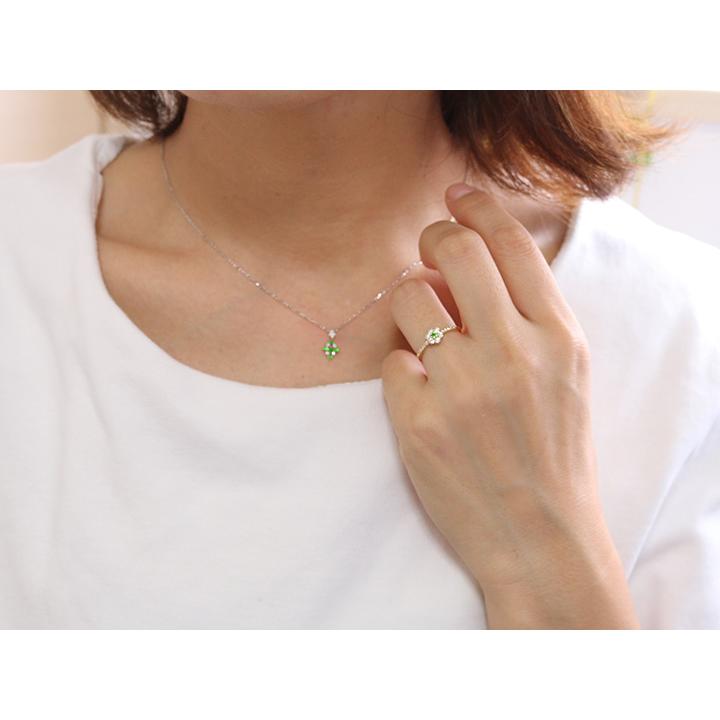 デマントイドガーネット0.03ct ロシア ウラル産 ホーステールが確認できる K18リング ダイヤモンド取り巻き/指輪 1点ものですが受注可の画像