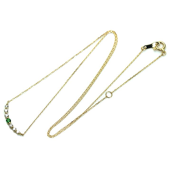 デマントイドガーネット0.06ct ロシア ウラル産 ホーステールが確認できる K18ネックレス 横一文字 スマイルライン/指輪 受注品の画像
