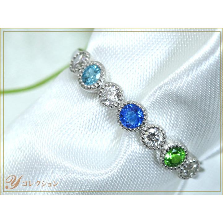 アウイナイト・パライバトルマリン・ダイヤモンドのエタニティ 