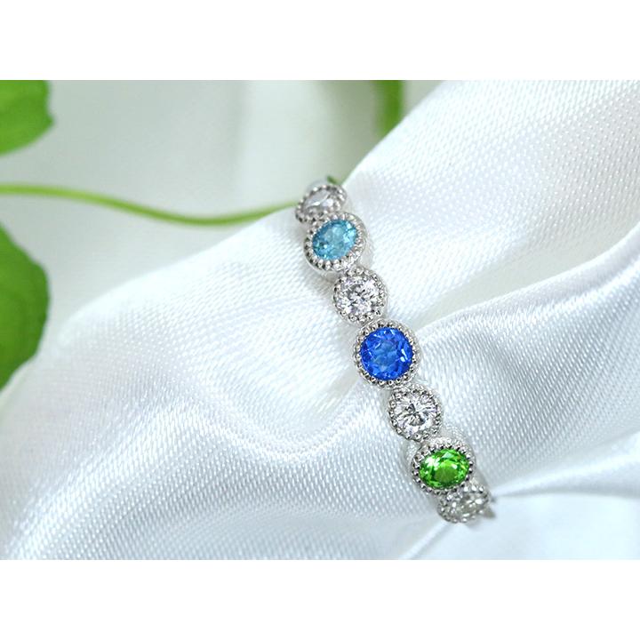 天然パライバトルマリン アウイナイト デマントイド フリーリング 計0.49ct 天然パライバトルマリン 天然デマントイドガーネット 天然