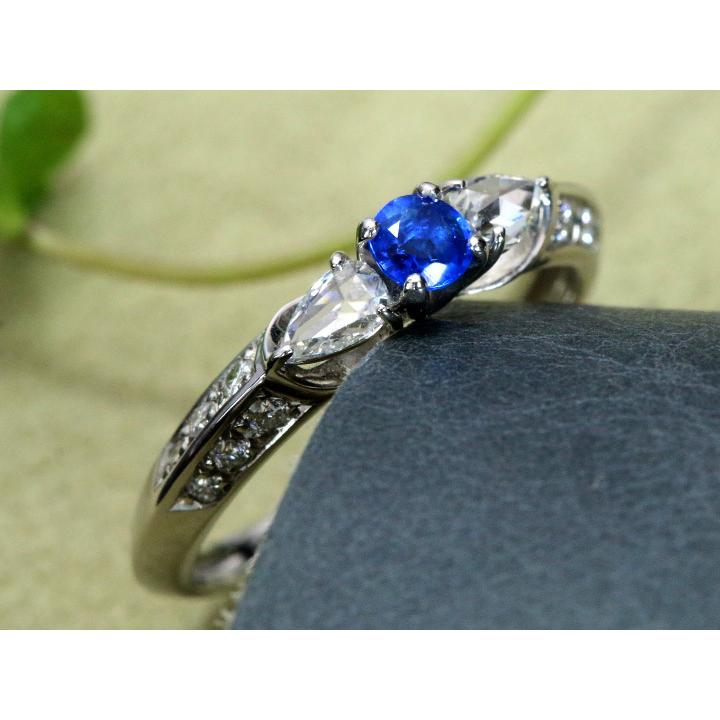 アウイナイト0.22ct PT900プラチナリング 指輪 ローズカットのペア 