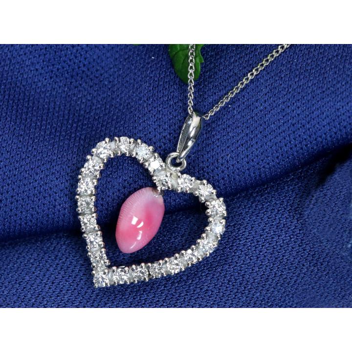 コンクパール1.00ct 1ctハートシェイプPT900/PT850ペンダント 