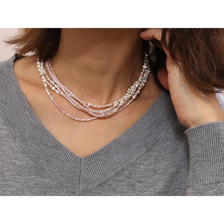 アコヤ芥子真珠ネックレス アコヤ真珠 芥子けしパール ピンクオパール 3連ネックレス ロング