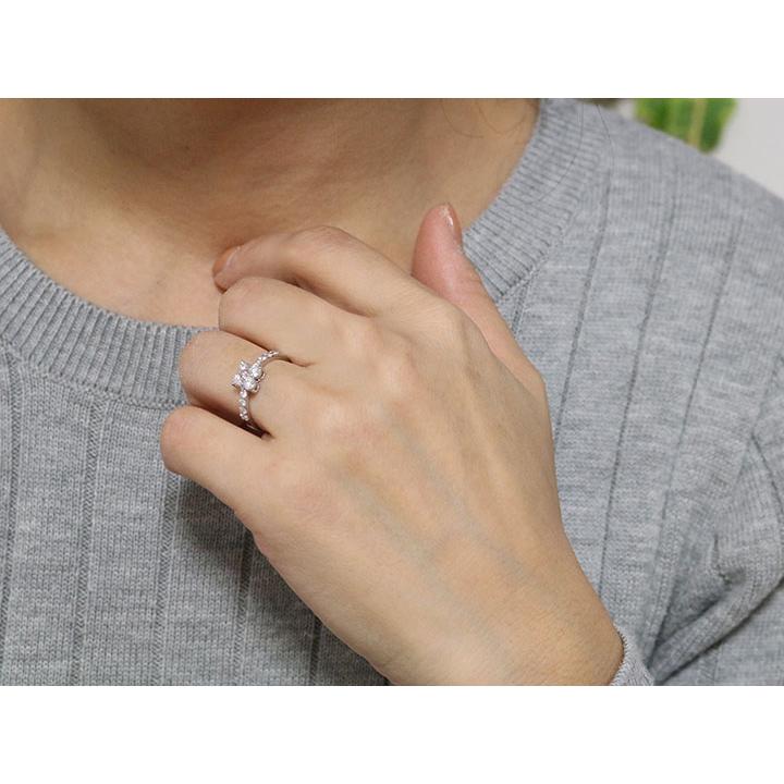 ピンクダイヤモンド0.07ct 上質ダイヤでフラワーに PT900リング 指輪
