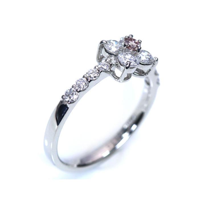 Pt900 ピンクダイヤモンドリング Fancy HANDMADE】PT900 天然ピンクダイヤモンド 0.176ct FANCY INTENSE