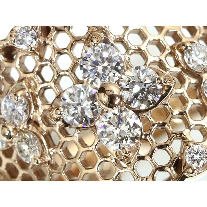 ダイヤモンド0.5ct 細やかレース仕上がり K18PGピンクゴールド リング 指輪 程よい幅広 受注品の画像