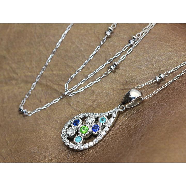 デマントイドガーネット、アウイナイト、ダイヤのネックレス