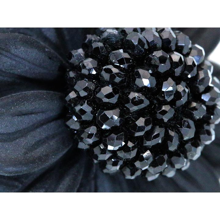 オニキスで描く立体的なフラワー ブラックスピネルネックレス 艶ありと艶消しの共存 K18金具　受注品の画像
