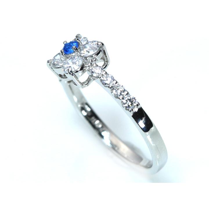 アウイナイト 極上のコバルトブルー 0.047ct　ダイヤモンド0.68ct  PT900プラチナ リング クローバーのような幸福感 指輪 受注品の画像