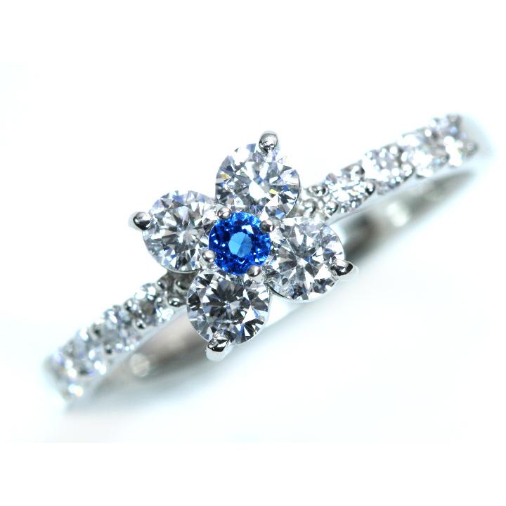 アウイナイト 極上のコバルトブルー 0.047ct　ダイヤモンド0.68ct  PT900プラチナ リング クローバーのような幸福感 指輪 受注品の画像