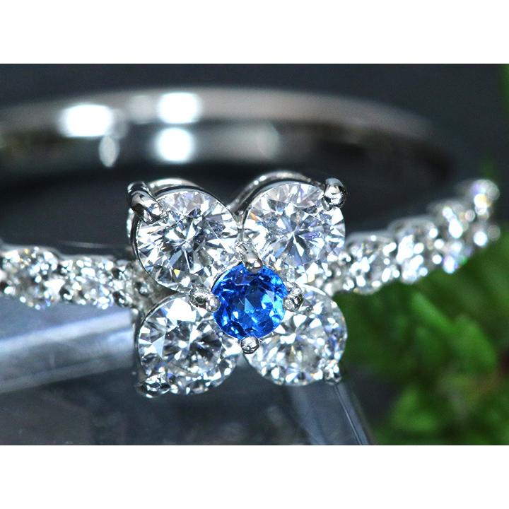 アウイナイト 極上のコバルトブルー 0.047ct　ダイヤモンド0.68ct  PT900プラチナ リング クローバーのような幸福感 指輪 受注品の画像