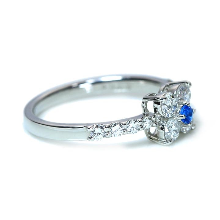 アウイナイト 極上のコバルトブルー 0.047ct　ダイヤモンド0.68ct  PT900プラチナ リング クローバーのような幸福感 指輪 受注品の画像