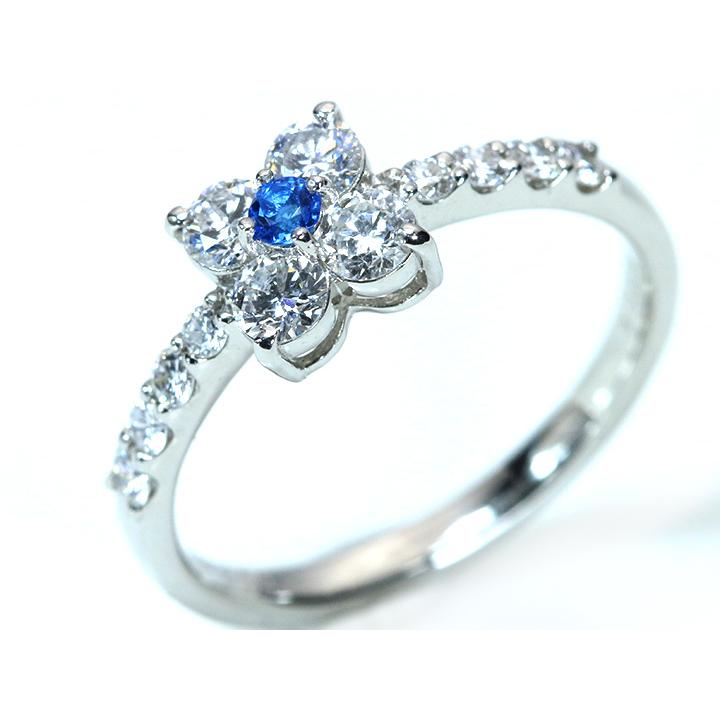アウイナイト 極上のコバルトブルー 0.047ct　ダイヤモンド0.68ct  PT900プラチナ リング クローバーのような幸福感 指輪 受注品の画像