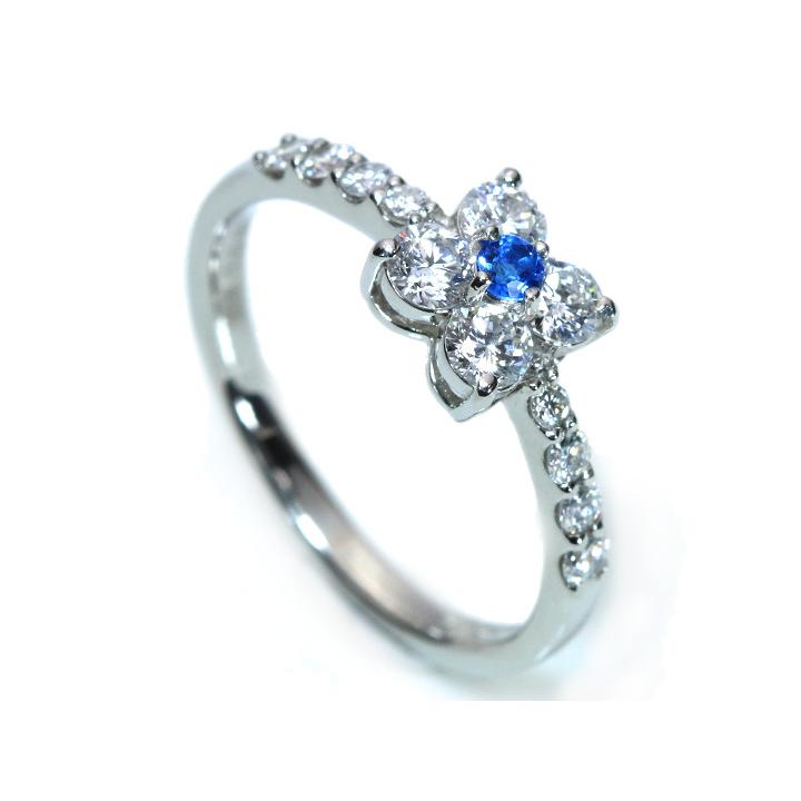アウイナイト 極上のコバルトブルー 0.047ct　ダイヤモンド0.68ct  PT900プラチナ リング クローバーのような幸福感 指輪 受注品の画像