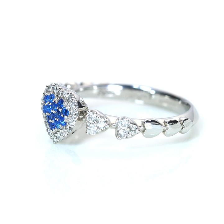 アウイナイト 極上のコバルトブルー 0.09ct　ダイヤモンド0.27ct  PT900プラチナ リング 指輪　ハートパヴェ 受注品の画像