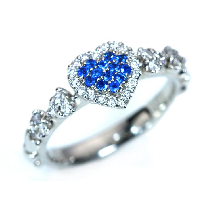アウイナイト 極上のコバルトブルー 0.09ct　ダイヤモンド0.27ct  PT900プラチナ リング 指輪　ハートパヴェ 受注品の画像