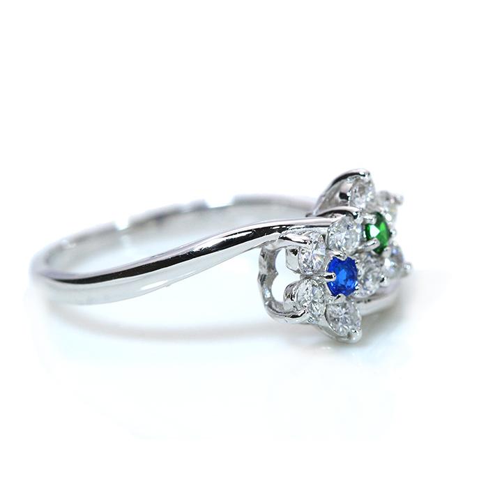 デマントイドガーネット＆アウイナイト0.08ct Wフラワー ダイヤモンド  