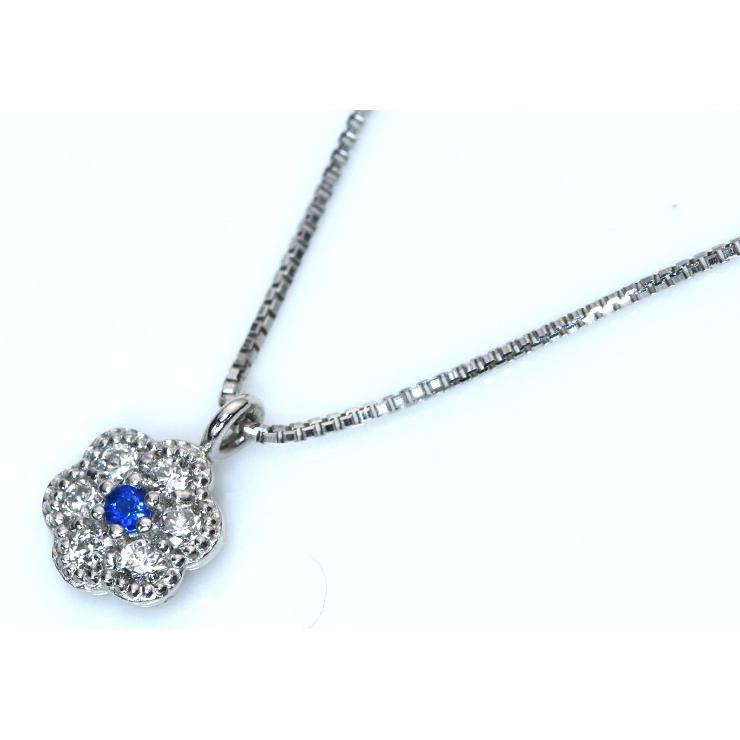 アウイナイト0.01ct ダイヤモン0.08ct　フラワーデザイン PT900/PT850 プラチナ素材 ネックレス 稀少石 受注品の画像