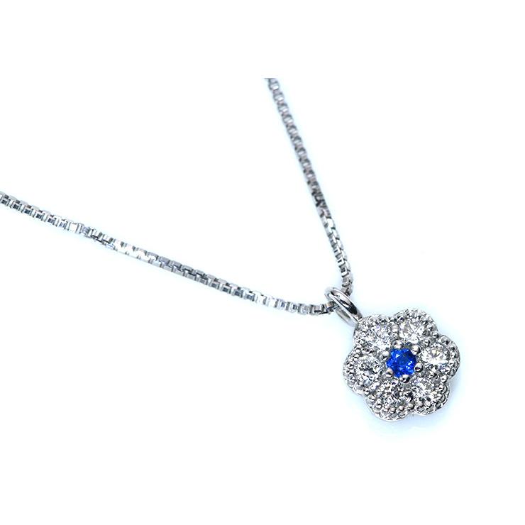 アウイナイト0.01ct ダイヤモン0.08ct　フラワーデザイン PT900/PT850 プラチナ素材 ネックレス 稀少石 受注品の画像