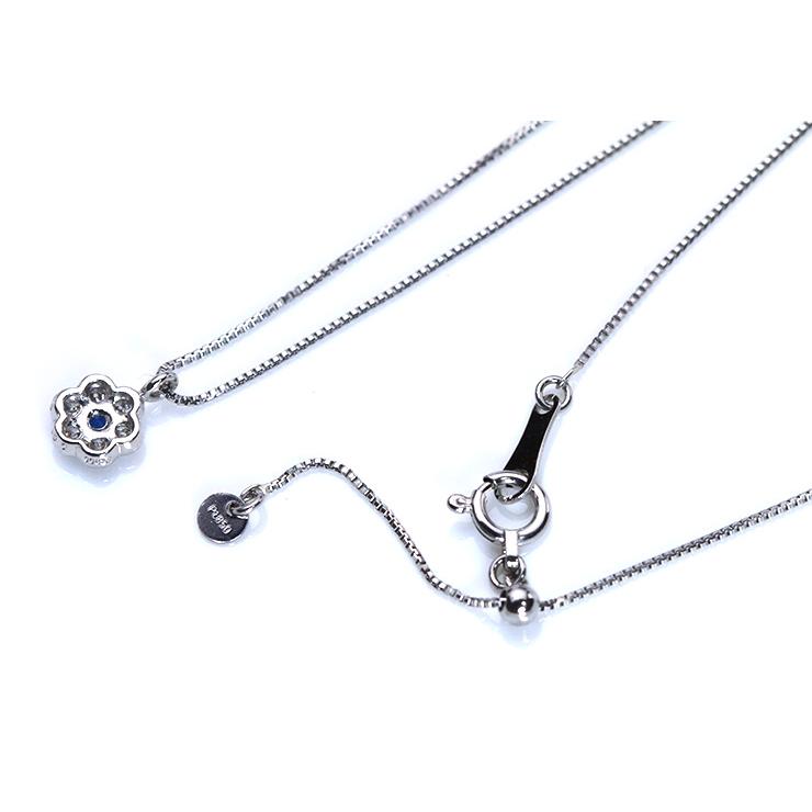 アウイナイト0.01ct ダイヤモン0.08ct　フラワーデザイン PT900/PT850 プラチナ素材 ネックレス 稀少石 受注品の画像