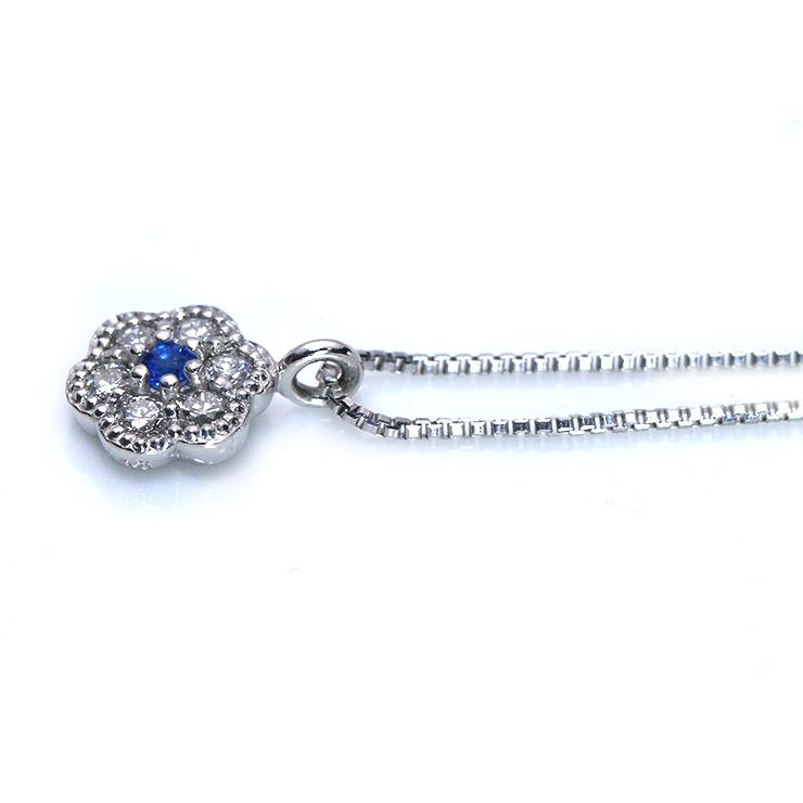 アウイナイト0.01ct ダイヤモン0.08ct　フラワーデザイン PT900/PT850 プラチナ素材 ネックレス 稀少石 受注品の画像