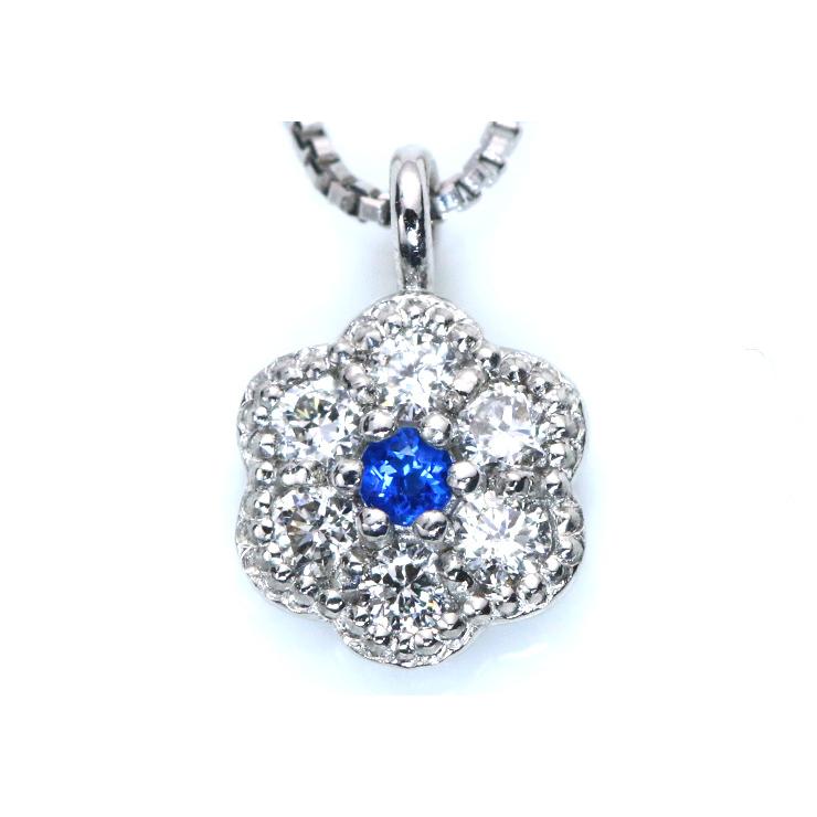 アウイナイト0.01ct ダイヤモン0.08ct フラワーデザイン PT900/PT850 