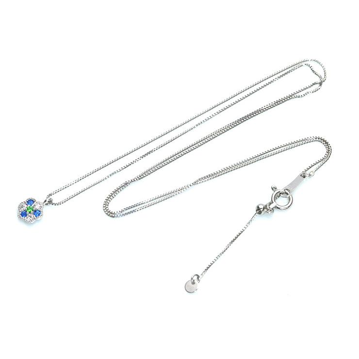 デマントイドガーネット・アウイナイト フラワープチ PT900/PT850 プラチナ ネックレス 稀少石 受注品の画像