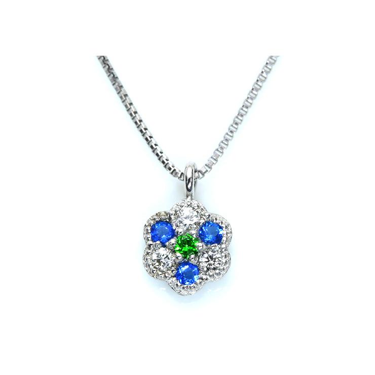 デマントイドガーネット・アウイナイト フラワープチ PT900/PT850